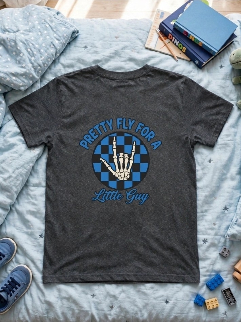 Pretty Fly For A Little Guy Graphic Tee - Charcoal NWT Boutique Youth Boys